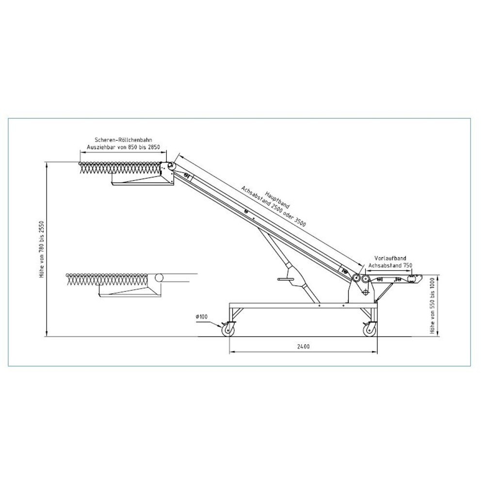 Produktabbildung Nr. 2: Convoyeur à bande pour chargement et déchargement, type BE, longueur 3,5 m, largeur de bande 600 mm
