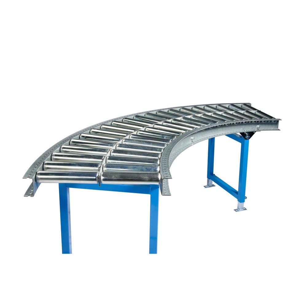 Illustration du produit: Convoyeur à rouleaux pour charges lourdes, rouleaux en acier, courbe de 90°, largeur de 1 000 mm, entraxe : 75 mm