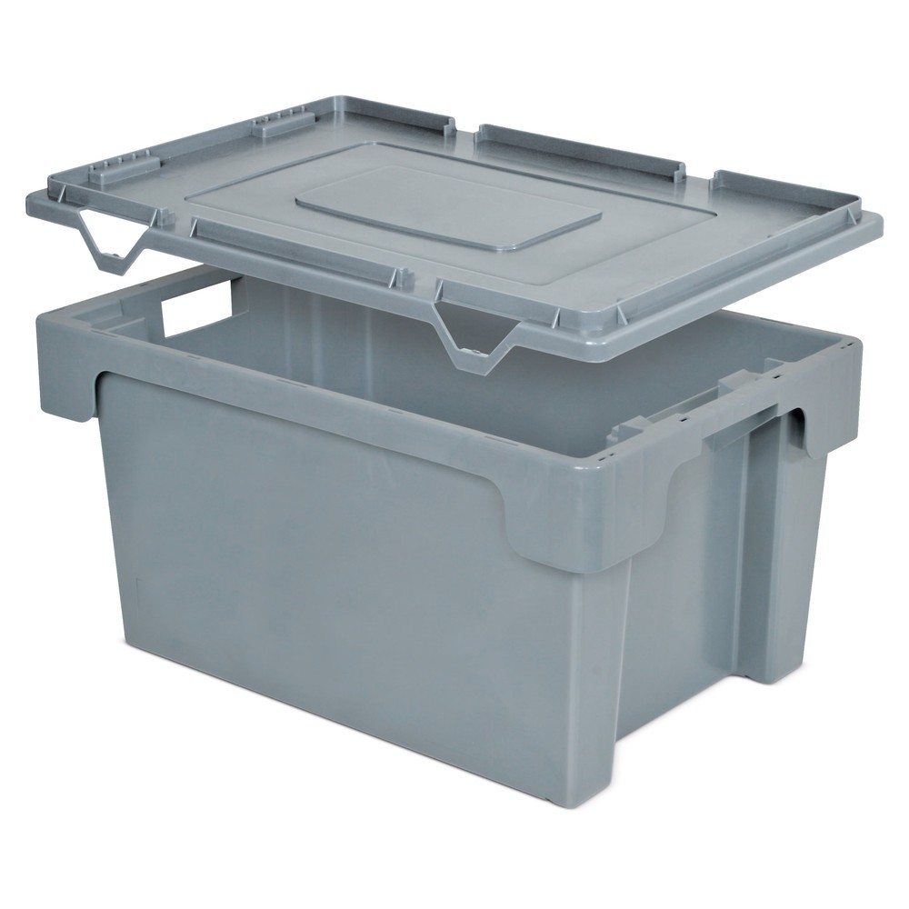 Illustration du produit: Couvercle de protection pour bacs empilables, parois + fond pleins/perforés, gris