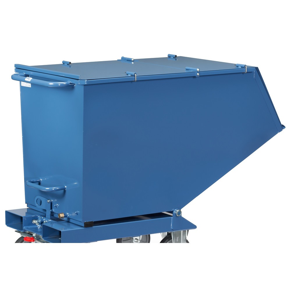 Illustration du produit: Couvercle rabattable pour benne basculante fetra® à roulettes, 0,45 m³, bleu