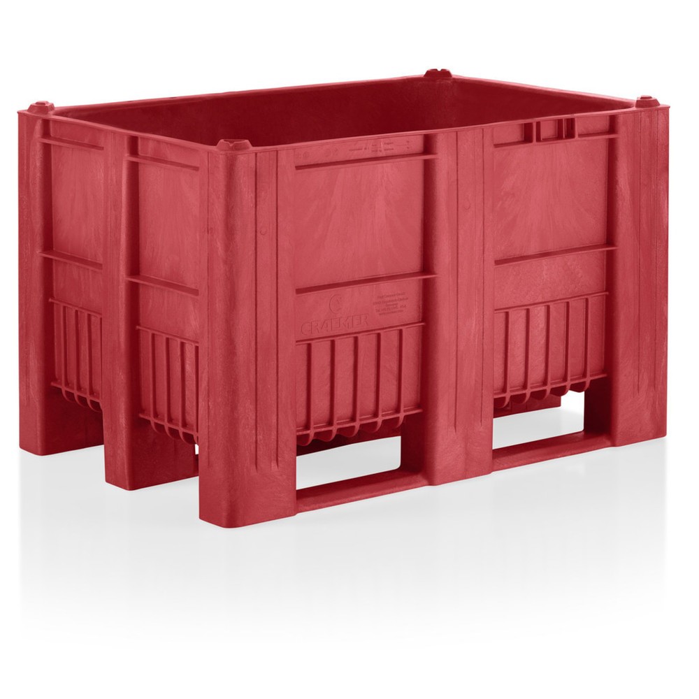 Produktabbildung: CRAEMER Palettenbox, 1.200 x 800 x 760 mm, 3 Kufen, rot