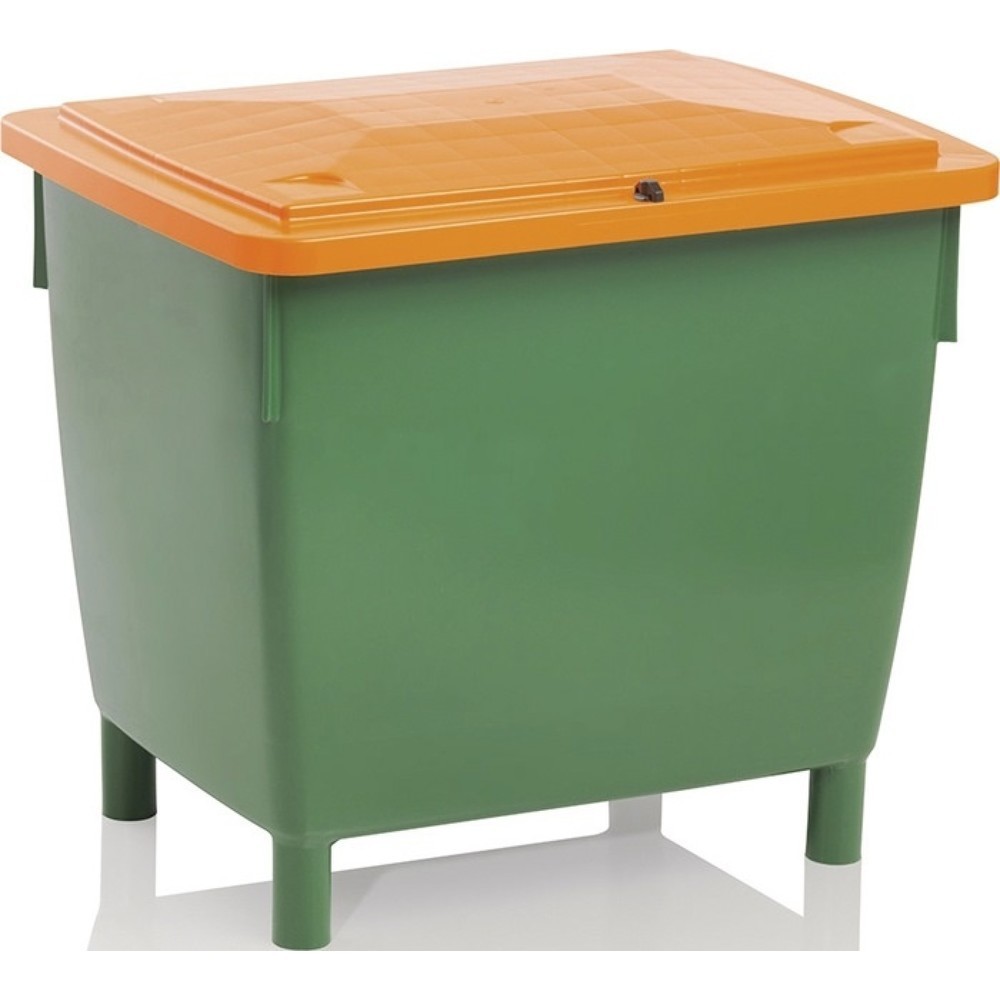 Produktabbildung: CRAEMER Streugutbehälter, 400 l HD-PE grün/orange, L945xB725xH930 mm, ohne Entnahmerutsche