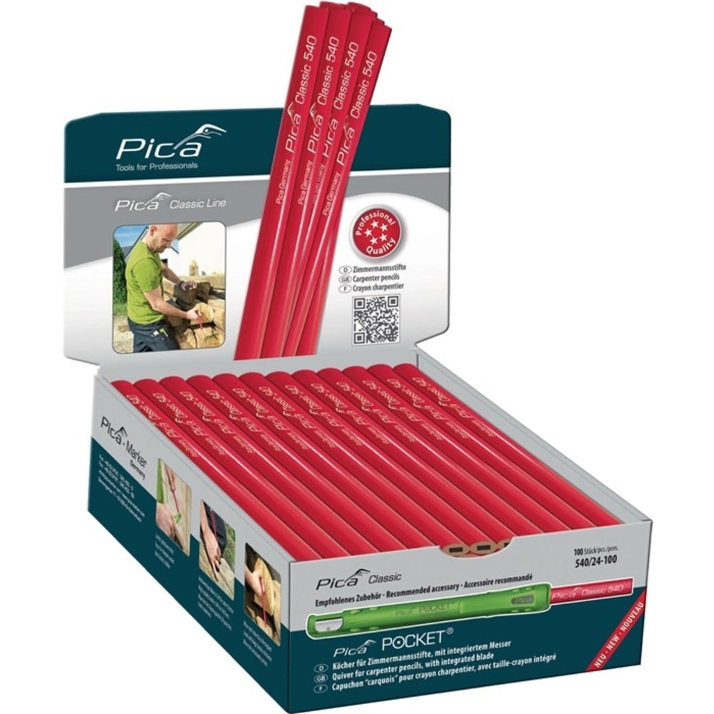 Produktabbildung Nr. 2: Crayon de charpentier Pica Classic 540 longueur 30 cm 2H non taillé PICA