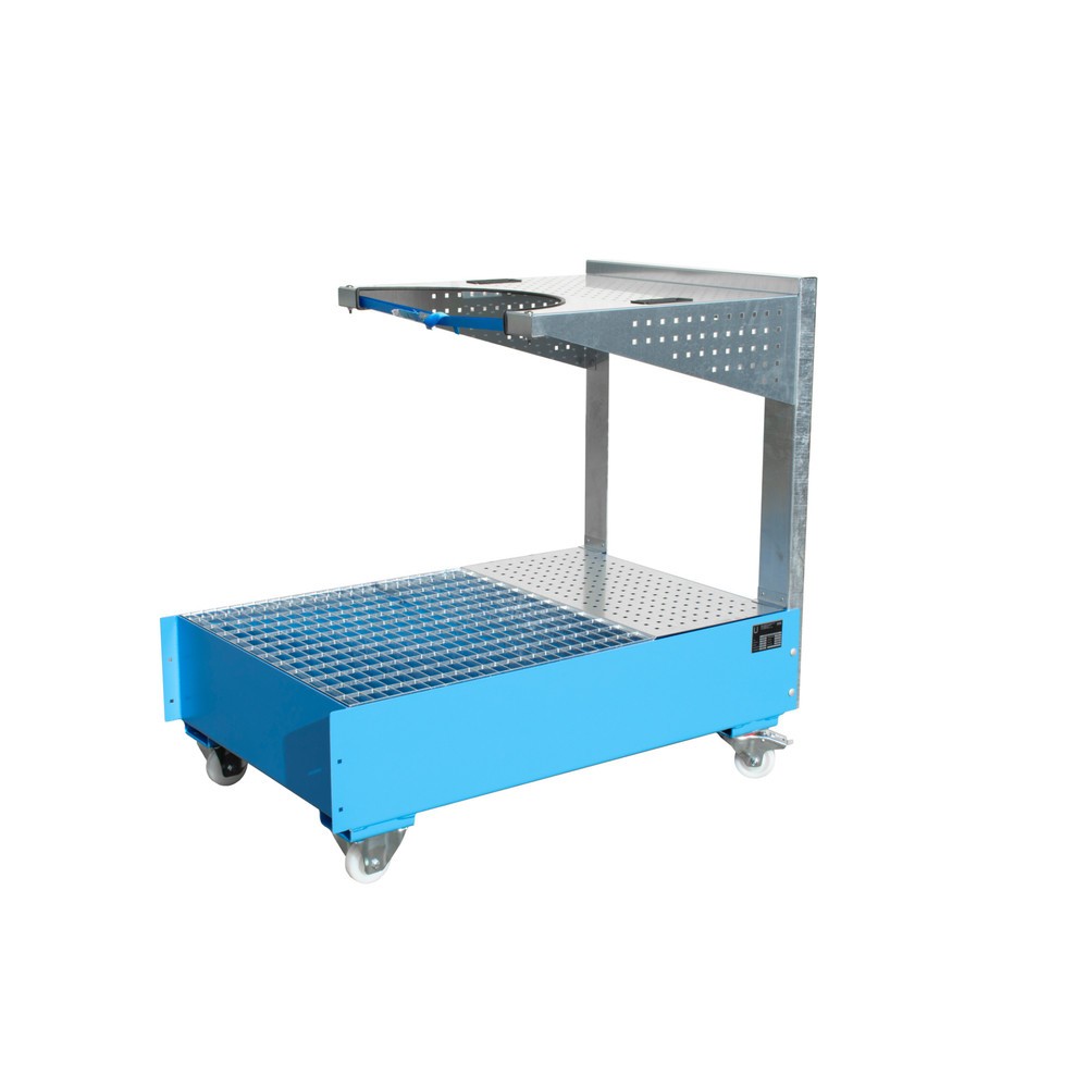 N° de l'image du produit 3 : Cuve mobile LPW, avec console à plaques perforées et sangle d'arrimage, bleu clair