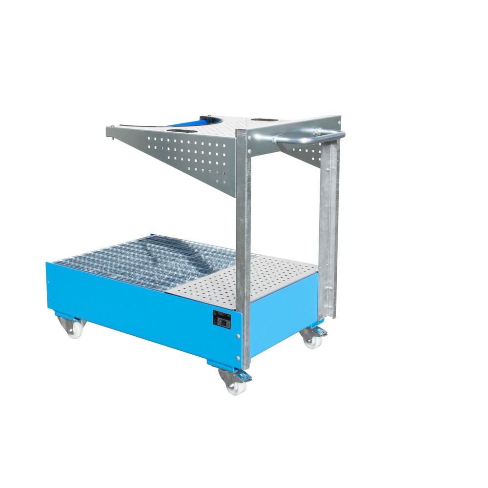 N° de l'image du produit 1 : Cuve mobile LPW, avec console à plaques perforées et sangle d'arrimage, bleu clair