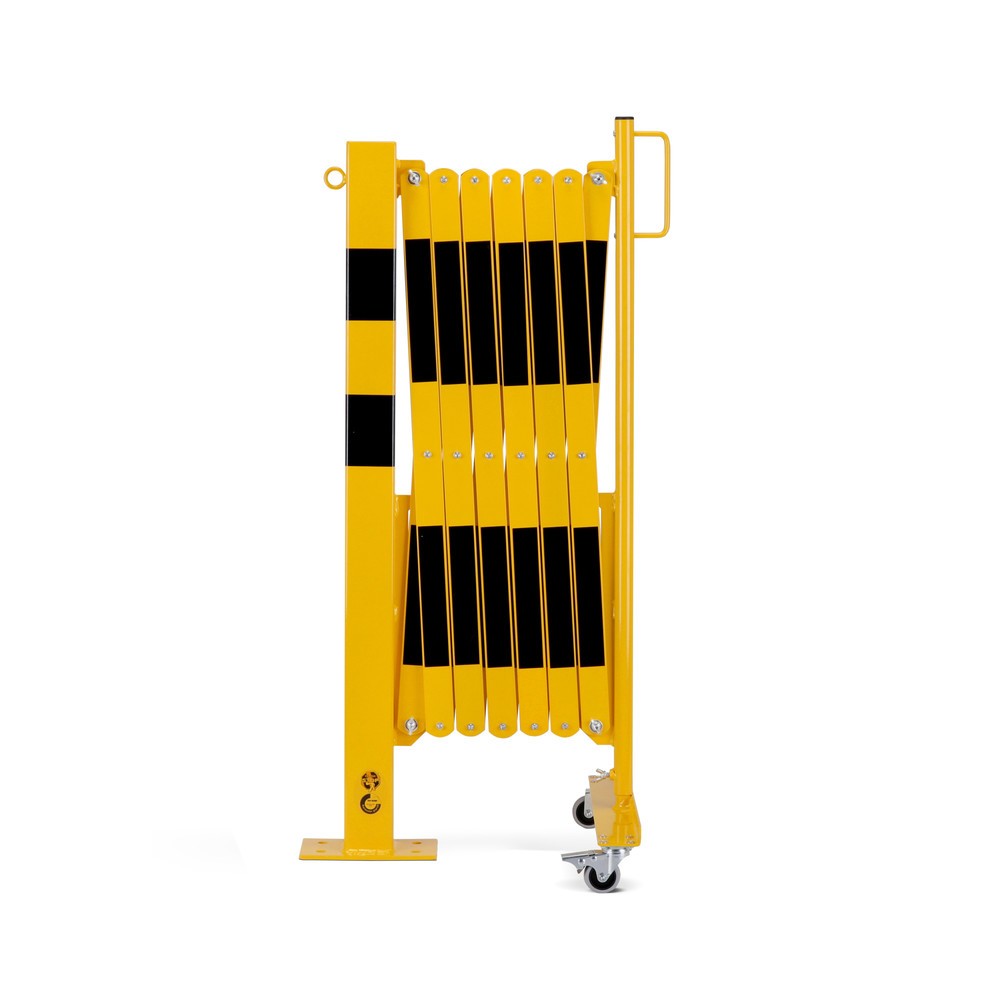 N° de l'image du produit 1 : dancop Barrière extensible, 1 pied à roulette, 1 borne, largeur 4 000 mm, jaune/noir