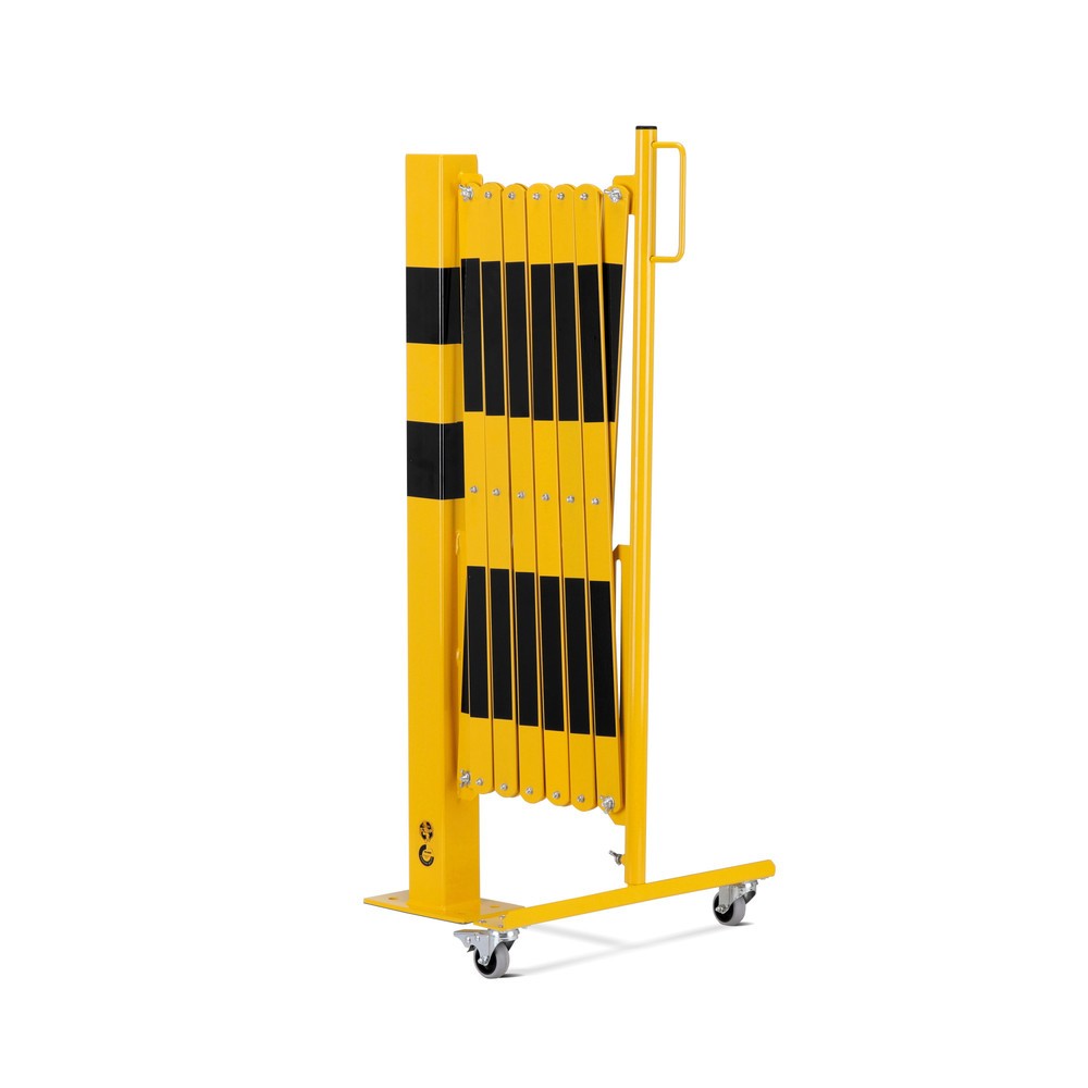 N° de l'image du produit 2 : dancop Barrière extensible, 1 pied à roulette, 1 borne, largeur 4 000 mm, jaune/noir