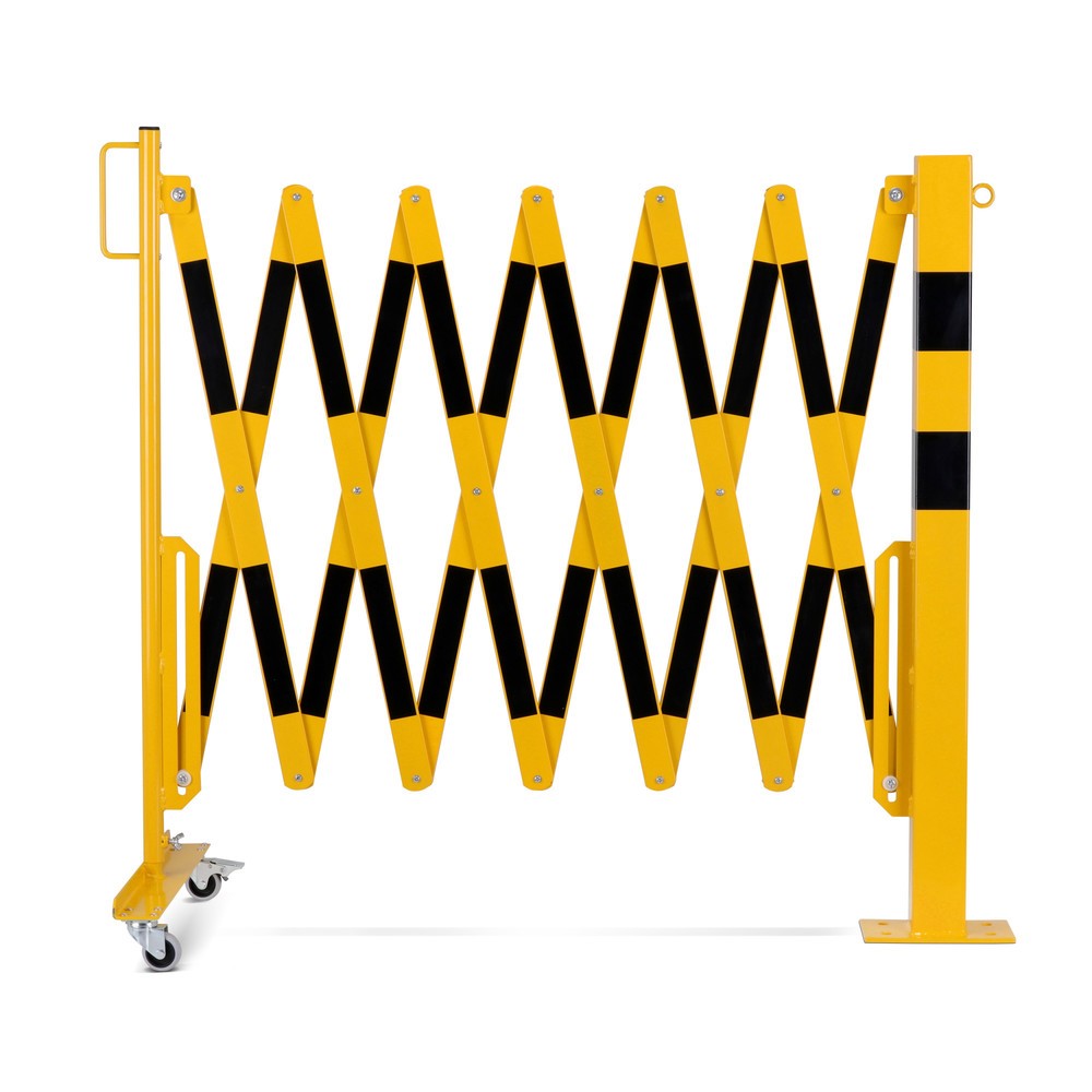 N° de l'image du produit 5 : dancop Barrière extensible, 1 pied à roulette, 1 borne, largeur 4 000 mm, jaune/noir