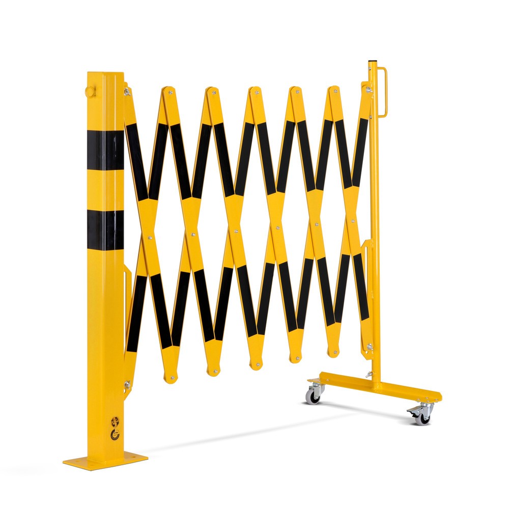 N° de l'image du produit 8 : dancop Barrière extensible, 1 pied à roulette, 1 borne, largeur 4 000 mm, jaune/noir
