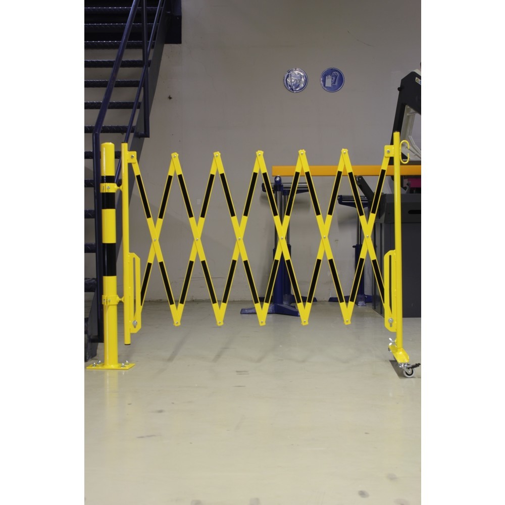 Produktabbildung Nr. 3: dancop Barrière extensible, 1 pied à roulette, 1 fixation de poteau pour Ø 60 mm, largeur 3 600mm, jaune/noir