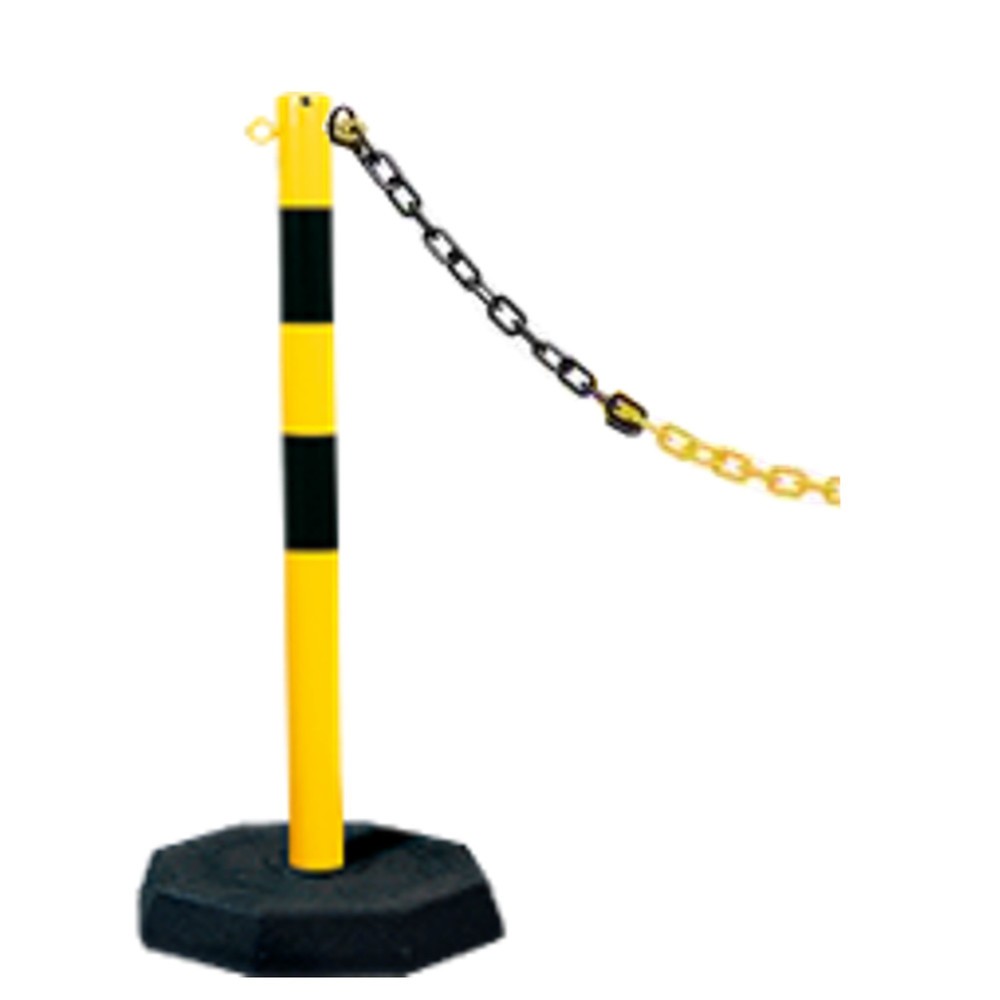N° de l'image du produit 2 : dancop Jeu de potelets à chaîne KPS, chaîne en plastique de 25 m, jaune/noir, 6 pcs/UV
