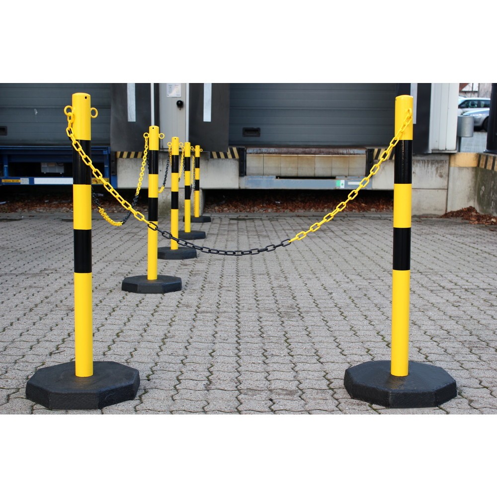 N° de l'image du produit 3 : dancop Jeu de potelets à chaîne KPS, chaîne en plastique de 25 m, jaune/noir, 6 pcs/UV