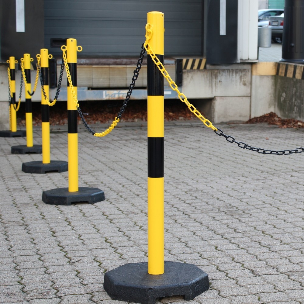 N° de l'image du produit 5 : dancop Jeu de potelets à chaîne KPS, chaîne en plastique de 25 m, jaune/noir, 6 pcs/UV