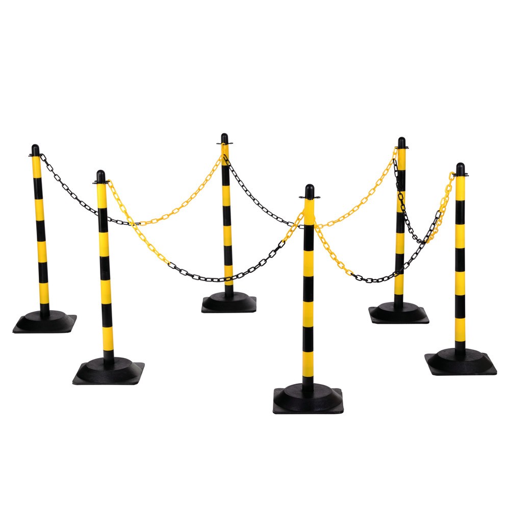 Illustration du produit: dancop Jeu de potelets à chaîne KPS, chaîne en plastique de 10 m, jaune/noir, 6 pcs/UV
