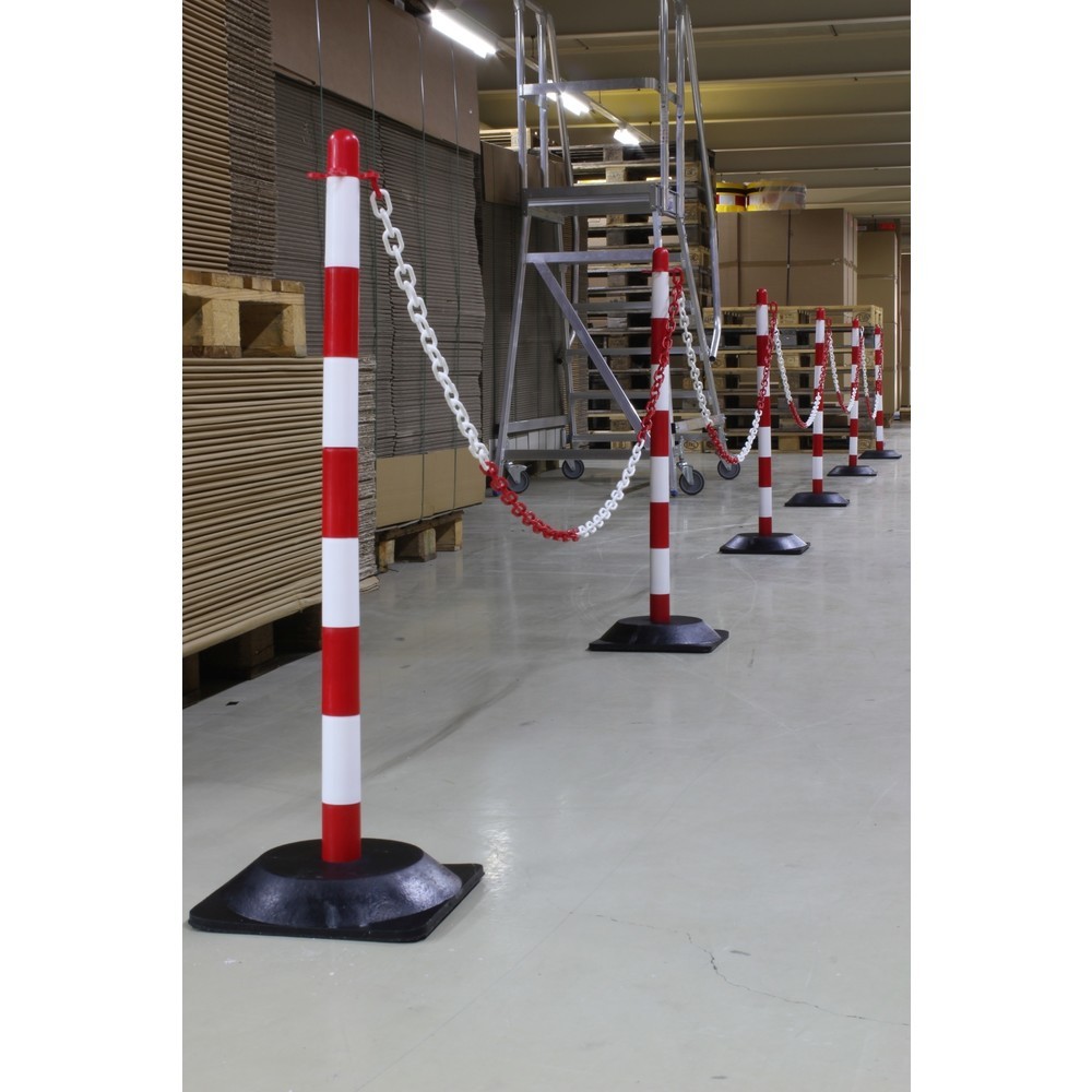 Produktabbildung Nr. 3: dancop Jeu de potelets à chaîne KPS, chaîne en plastique de 10 m, rouge/blanc, 6 pcs/UV