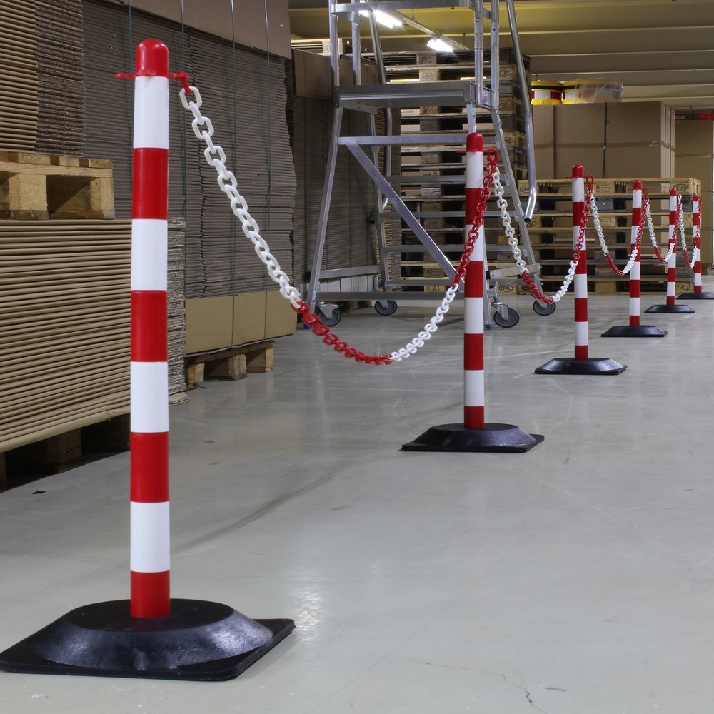 Produktabbildung Nr. 4: dancop Jeu de potelets à chaîne KPS, chaîne en plastique de 10 m, rouge/blanc, 6 pcs/UV