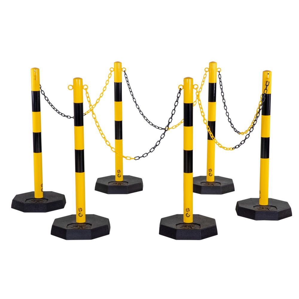 Produktabbildung: dancop Kettenständer-Set KPS, 25 m Kunststoffkette, gelb/schwarz, 6 Stk/VE