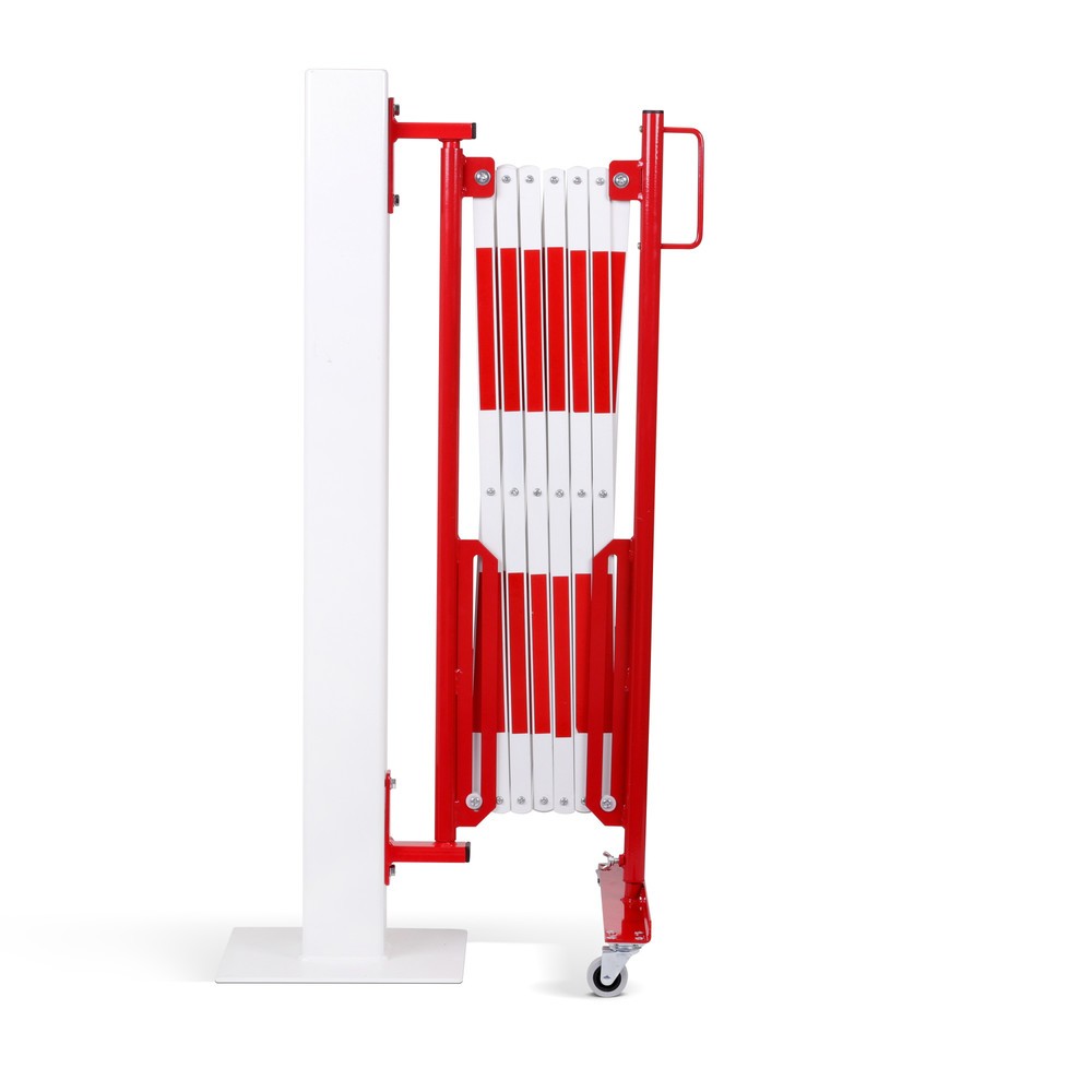 Produktabbildung Nr. 1: dancop Scherengitter, Rollen einseitig, Wandmontage, Breite 3.600 mm, rot/weiss