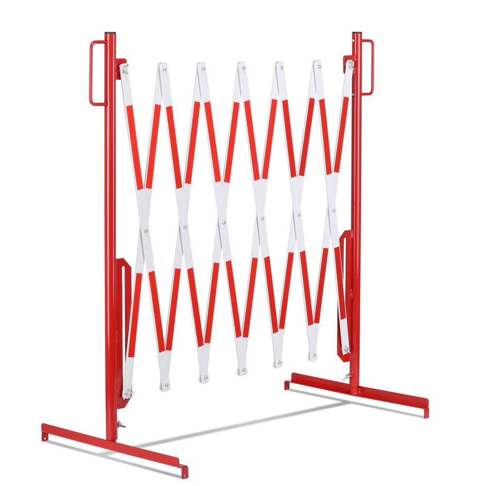 Produktabbildung Nr. 8: dancop Scherengitter, Standfuss beidseitig, Breite 3.600 mm, rot/weiss
