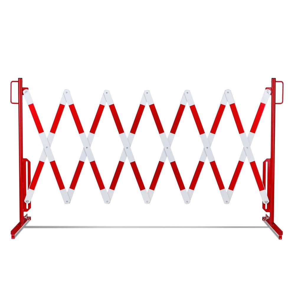 Produktabbildung Nr. 10: dancop Scherengitter, Standfuss beidseitig, Breite 4.000 mm, rot/weiss