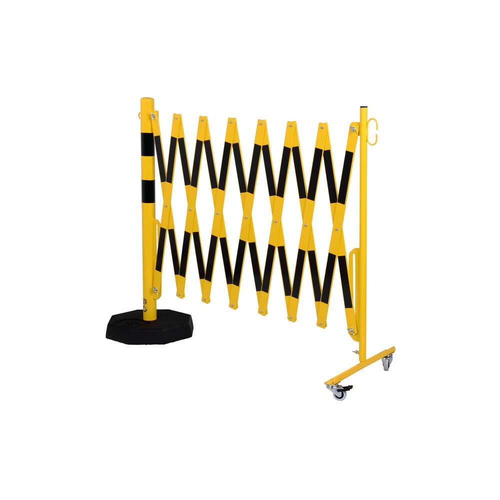 Produktabbildung Nr. 2: dancop Scherengitter, 1 Rollenfuss, 1 Standpfosten, Breite 4.000 mm, gelb/schwarz