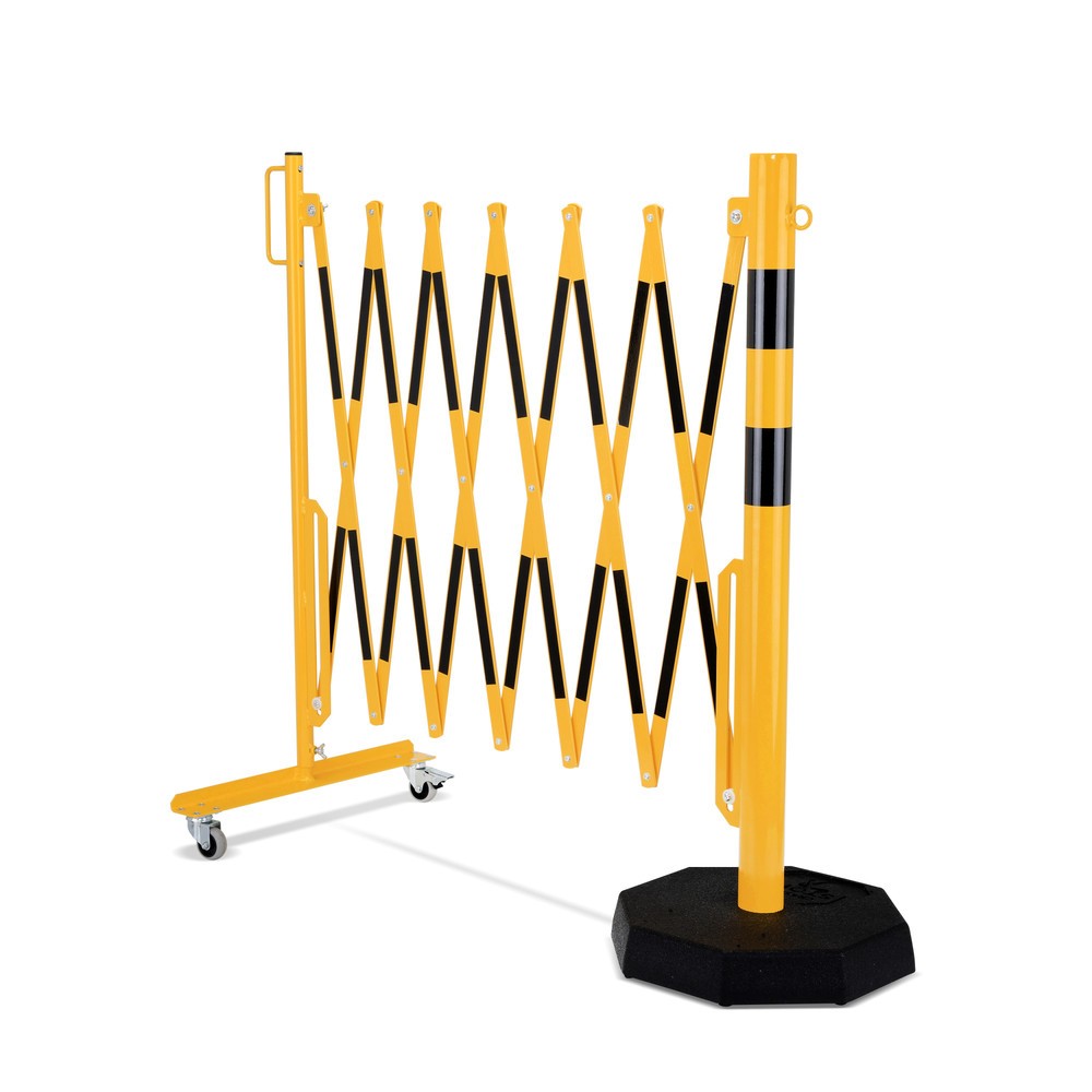 Produktabbildung Nr. 6: dancop Scherengitter, 1 Rollenfuss, 1 Standpfosten, Breite 3.600 mm, gelb/schwarz