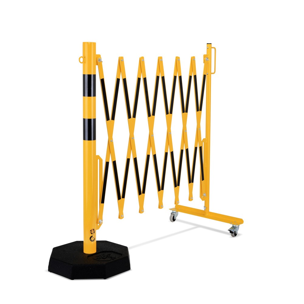 Produktabbildung Nr. 8: dancop Scherengitter, 1 Rollenfuss, 1 Standpfosten, Breite 3.600 mm, gelb/schwarz