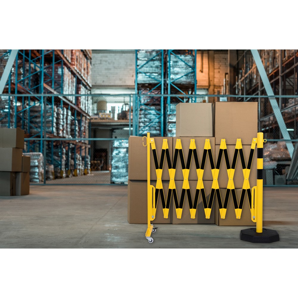 Produktabbildung Nr. 4: dancop Scherengitter, 1 Rollenfuss, 1 Standpfosten, Breite 4.000 mm, gelb/schwarz