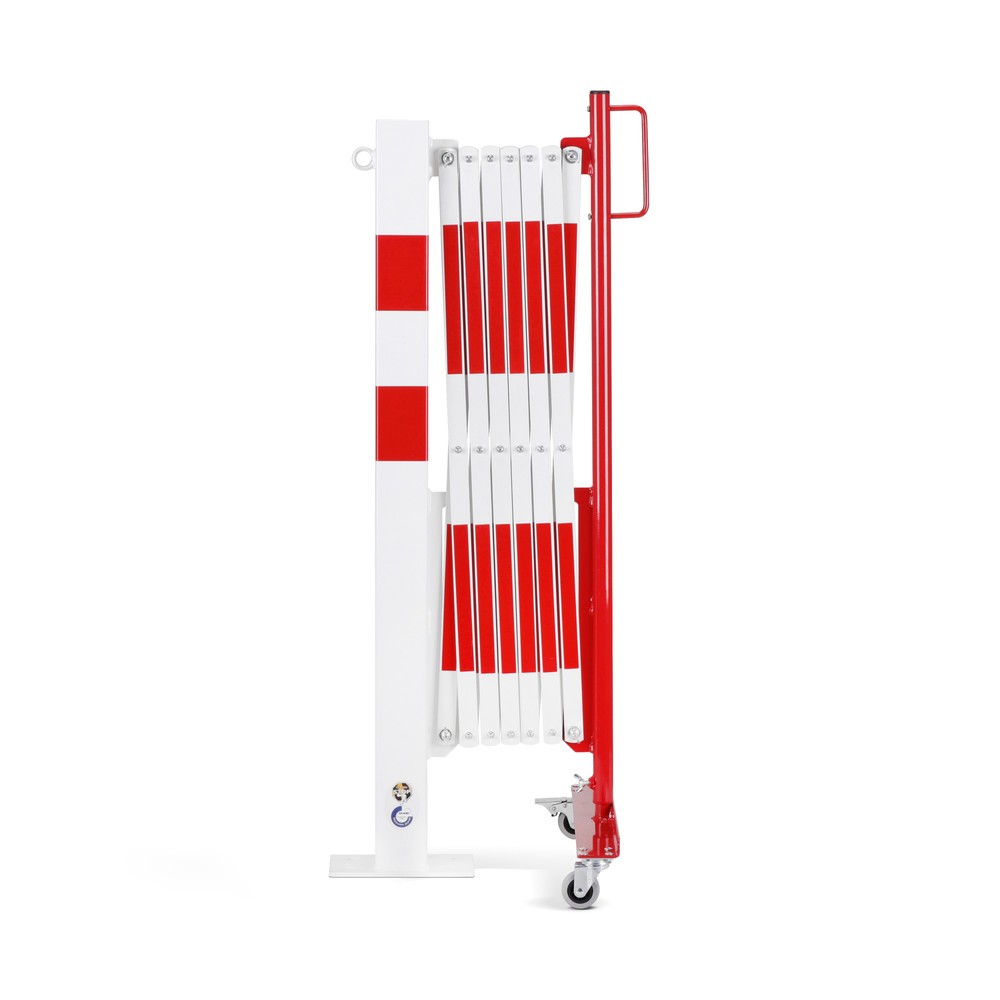 Produktabbildung Nr. 1: dancop Scherengitter mit Sperrpfosten, 70 x 70 mm, Breite 3.600, rot/weiss