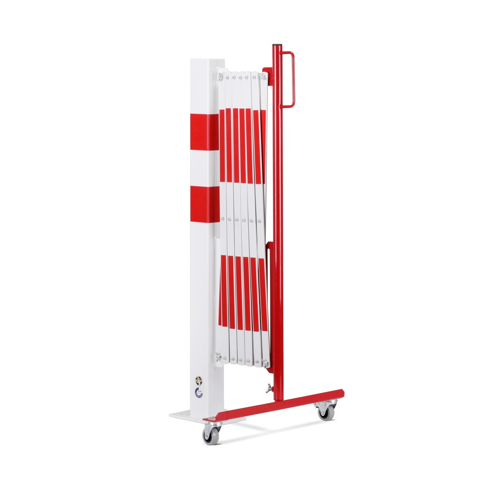 Produktabbildung Nr. 2: dancop Scherengitter mit Sperrpfosten, 70 x 70 mm, Breite 3.600, rot/weiss