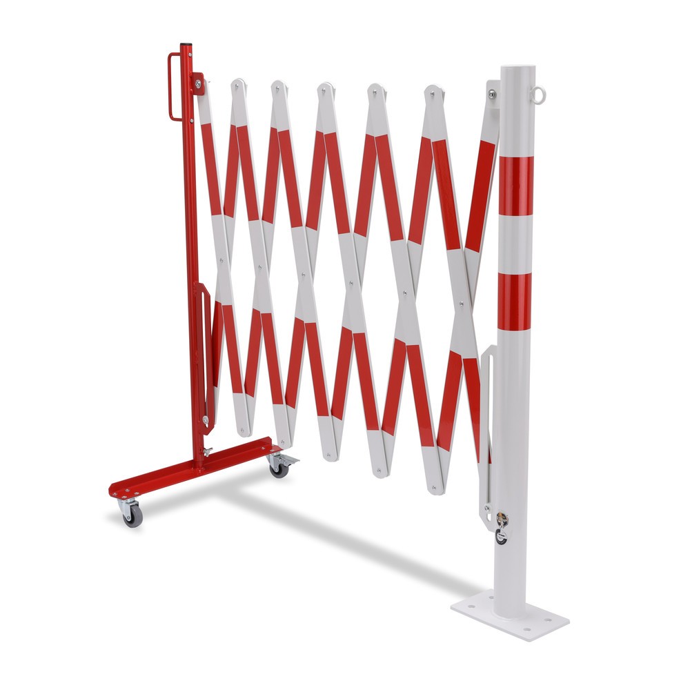 Produktabbildung Nr. 6: dancop Scherengitter mit Sperrpfosten, Ø 60 mm, Breite 4.000 mm, rot/weiss