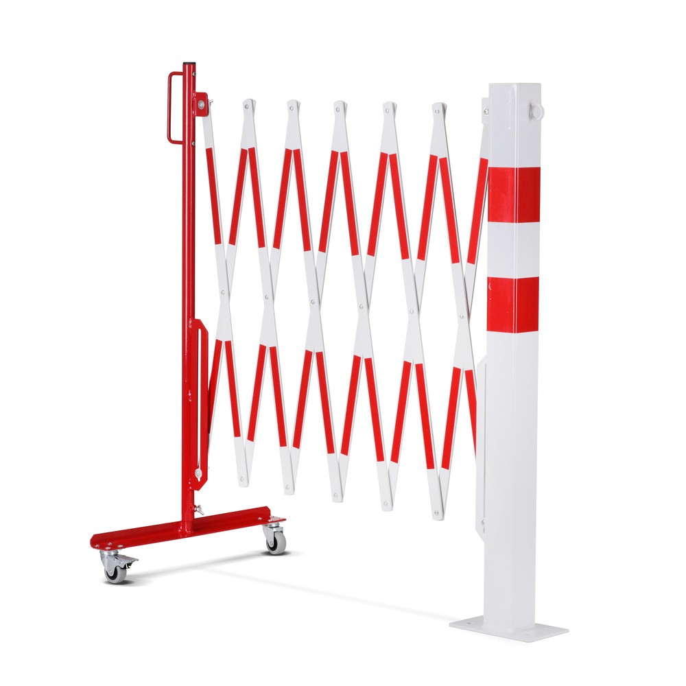 Produktabbildung Nr. 6: dancop Scherengitter mit Sperrpfosten, 70 x 70 mm, Breite 3.600, rot/weiss