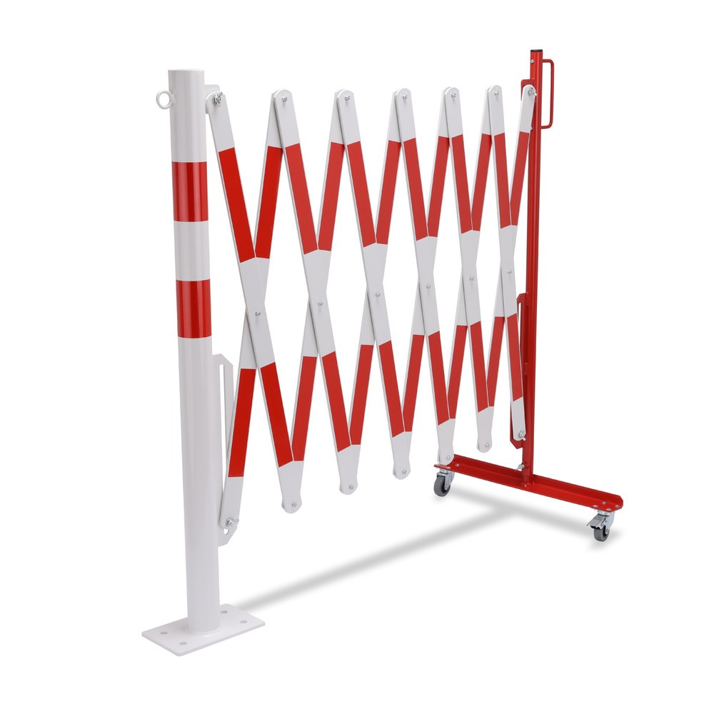 Produktabbildung Nr. 8: dancop Scherengitter mit Sperrpfosten, Ø 60 mm, Breite 4.000 mm, rot/weiss