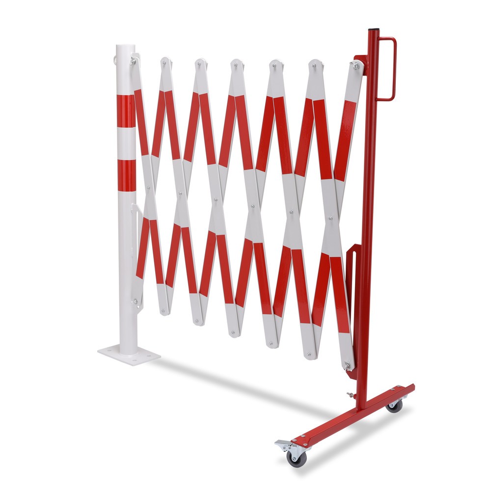 Produktabbildung Nr. 10: dancop Scherengitter mit Sperrpfosten, Ø 60 mm, Breite 4.000 mm, rot/weiss