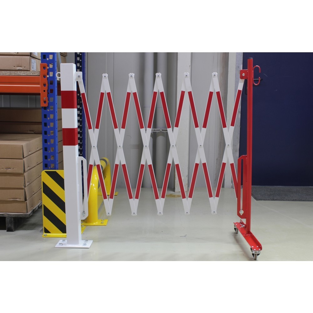 Produktabbildung Nr. 12: dancop Scherengitter mit Sperrpfosten, 70 x 70 mm, Breite 3.600, rot/weiss
