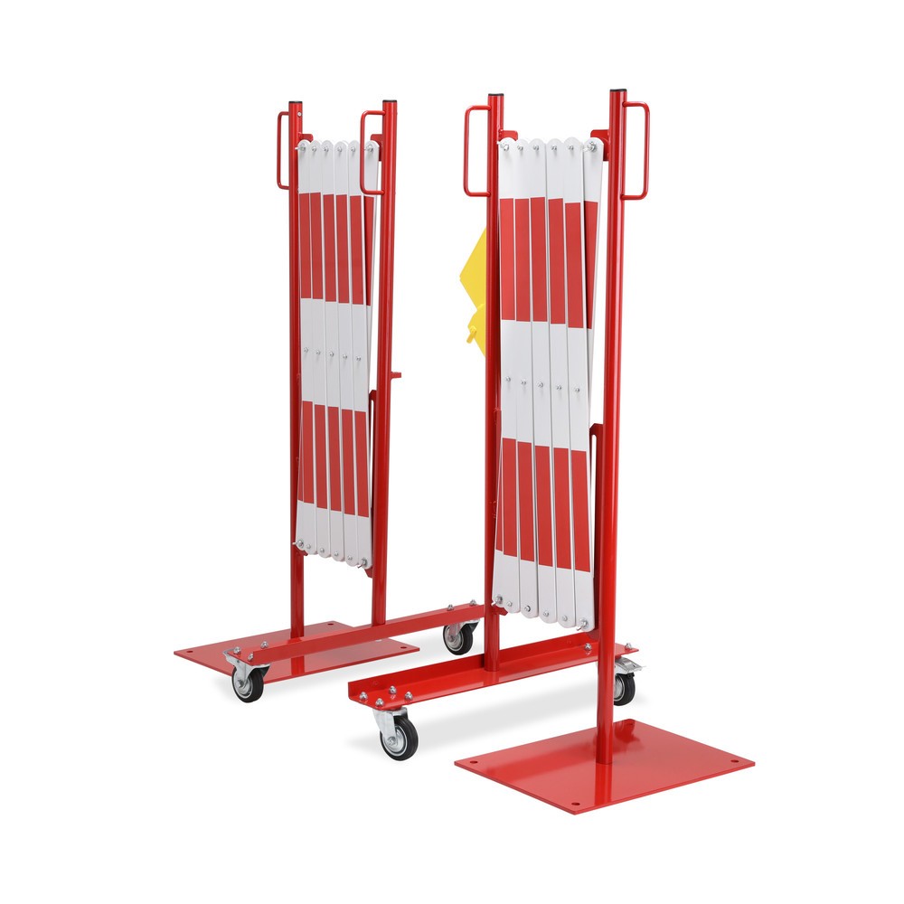 Produktabbildung Nr. 2: dancop Scherengitter-Set, 2 Rollenfüsse, 2 Fussplatten, Breite 2x 2.000 mm, rot/weiss