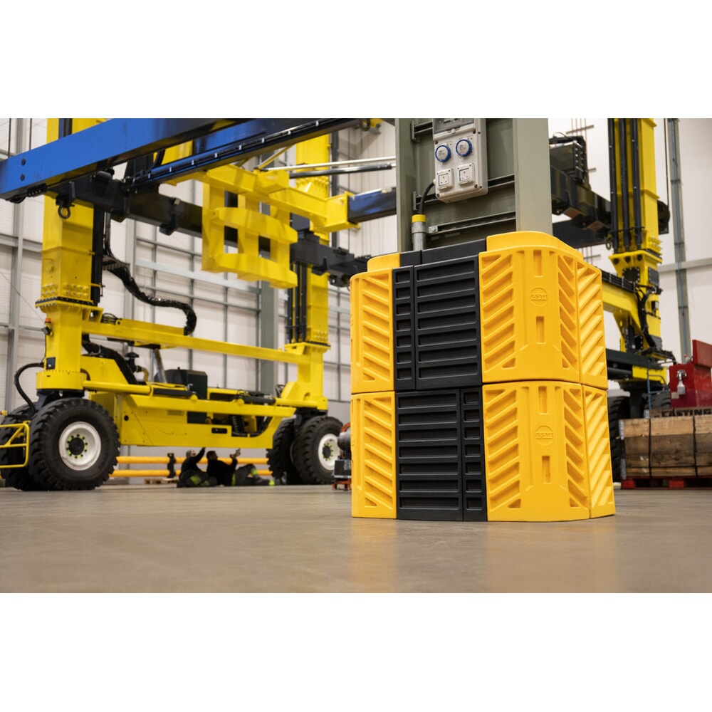 Produktabbildung Nr. 3: A-SAFE Distanzstücke aus MEMAPLEX® für Säulen-Anfahrschutz FlexiShield, schwarz, Breite 100 mm