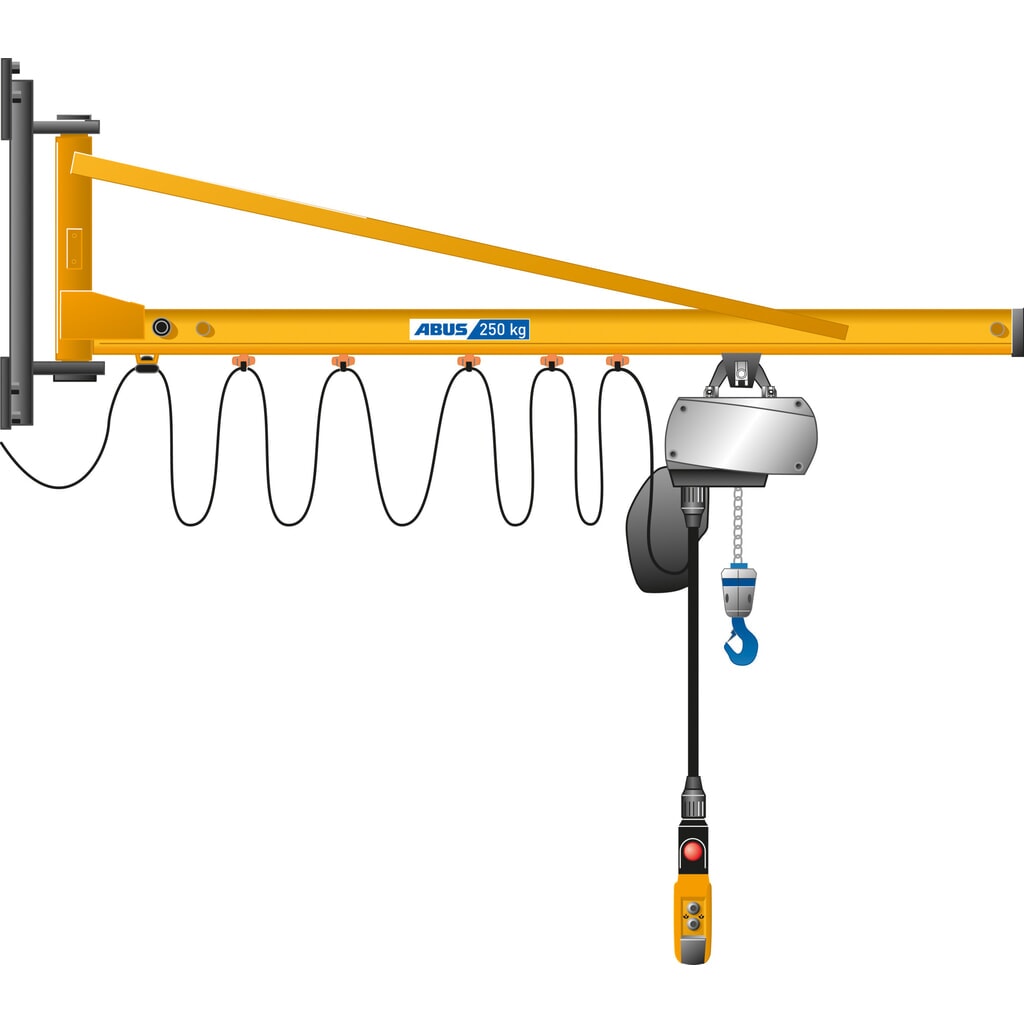 ABUS Schwenkkran LW, Wandausführung, Wandkonsole, 180° Schwenkbereich, Ausladung 3 m, TK 125 kg Produktabbildung: ABUS Schwenkkran LW, Wandausführung, Wandkonsole, 180° Schwenkbereich, Ausladung 3 m, TK 125 kg