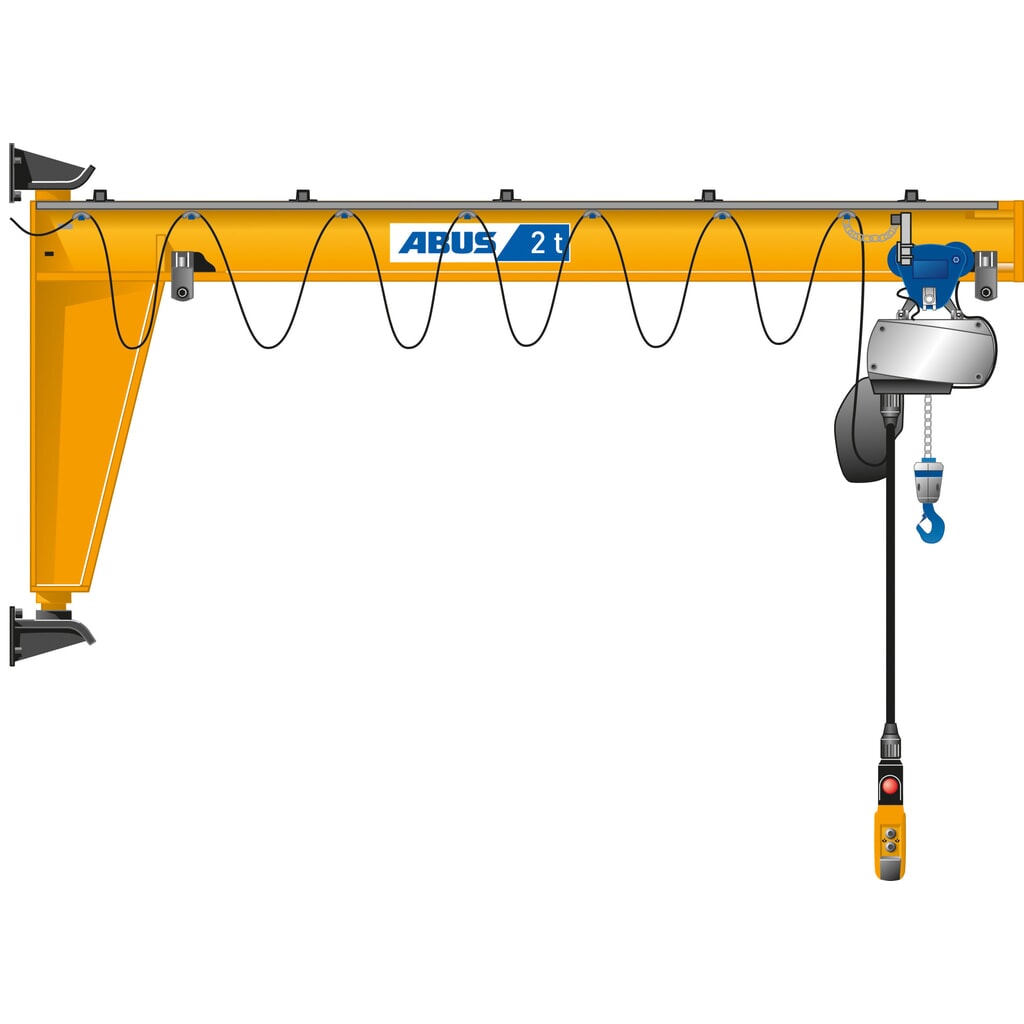 ABUS Schwenkkran VW, Wandausführung, Wandlager, 180° Schwenkbereich, Ausladung 4 m, TK 250 kg Produktabbildung: ABUS Schwenkkran VW, Wandausführung, Wandlager, 180° Schwenkbereich, Ausladung 4 m, TK 250 kg