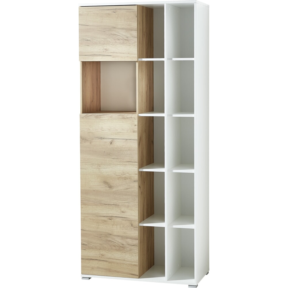 Produktabbildung: Aktenschrank LIONI, 11 offene Fächer, Weiss/Navarra-Eiche-Nb.