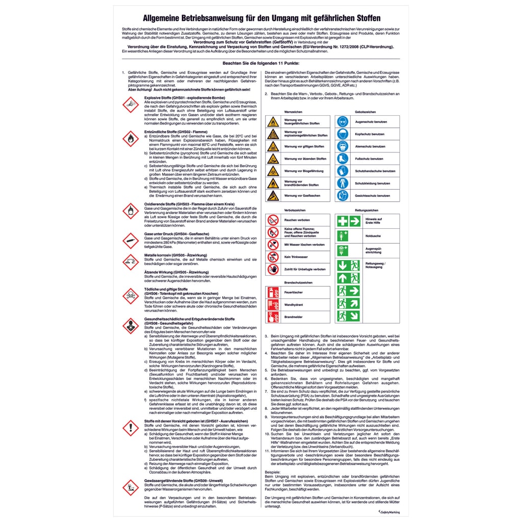Produktabbildung: SafetyMarking® Allgemeine Betriebsanweisung, gefährliche Stoffe, HxB 830 x 480 mm