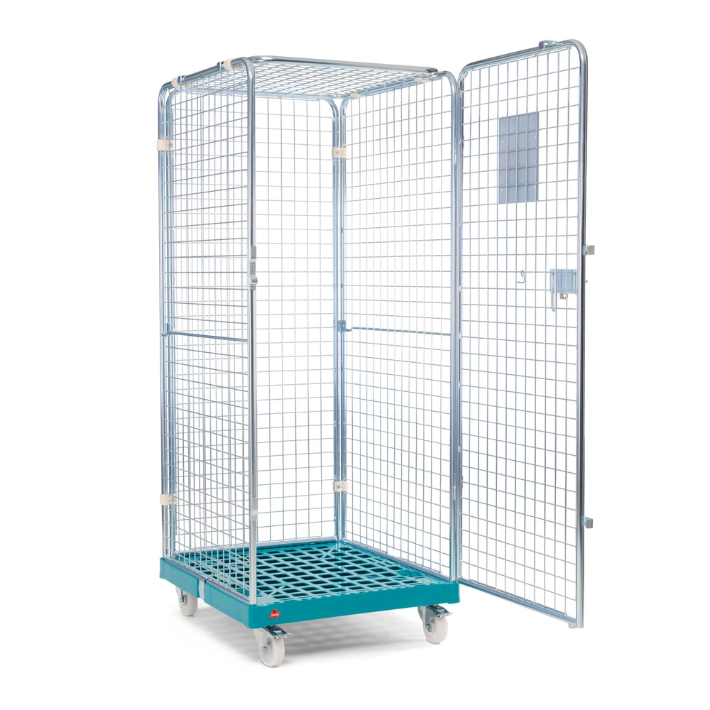 Produktabbildung: Ameise® Anti-Diebstahl-Rollbehälter, 5-seitig, galvanisch verzinkt, Kunststoff-Rollplatte, HxBxT 1.810 x 724 x 815 mm