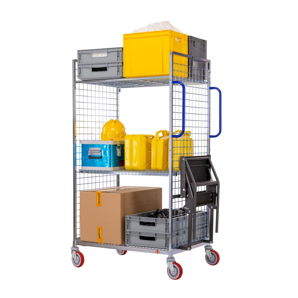 Produktabbildung Nr. 3: Ameise® Kommissionierwagen AK-M, 2 Gitterwände, inkl. 1 Zwischenboden, HxBxT 1.625 x 500 x 1.330 mm
