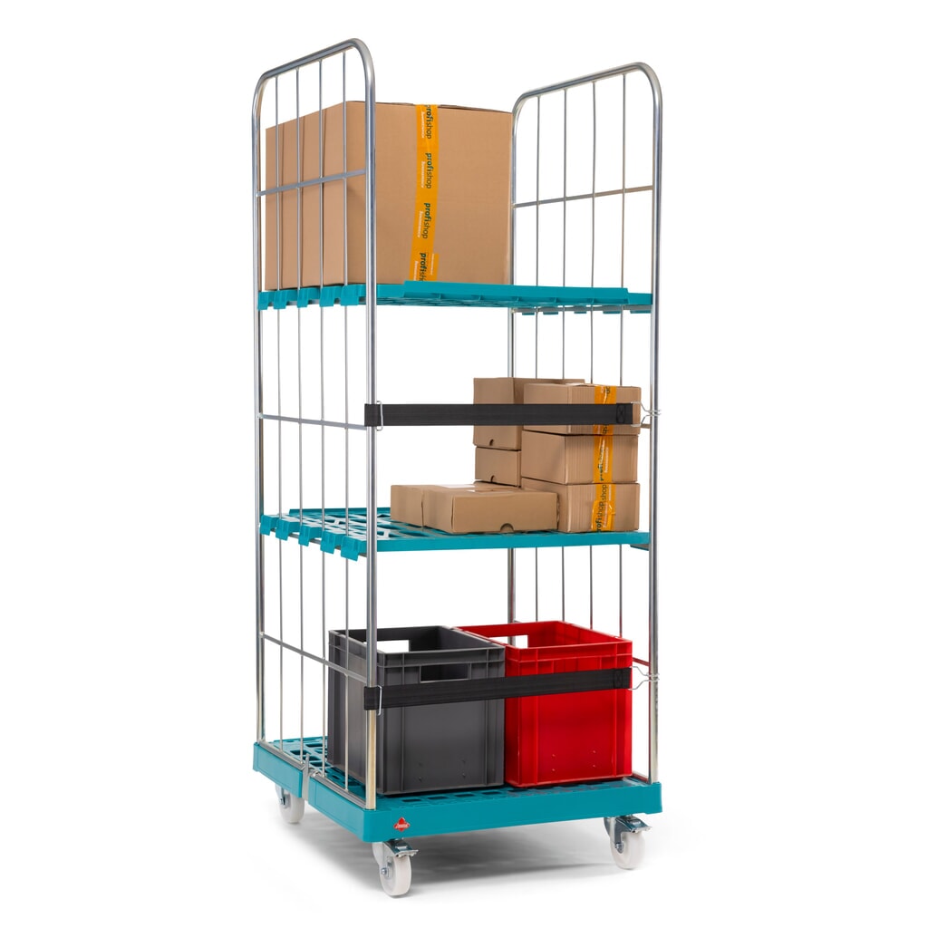 Produktabbildung Nr. 6: Ameise® Rollbehälter, 2-seitig, grobmaschig, galvanisch verzinkt, Kunststoff-Rollplatte, HxBxT 1.640 x 724 x 815 mm