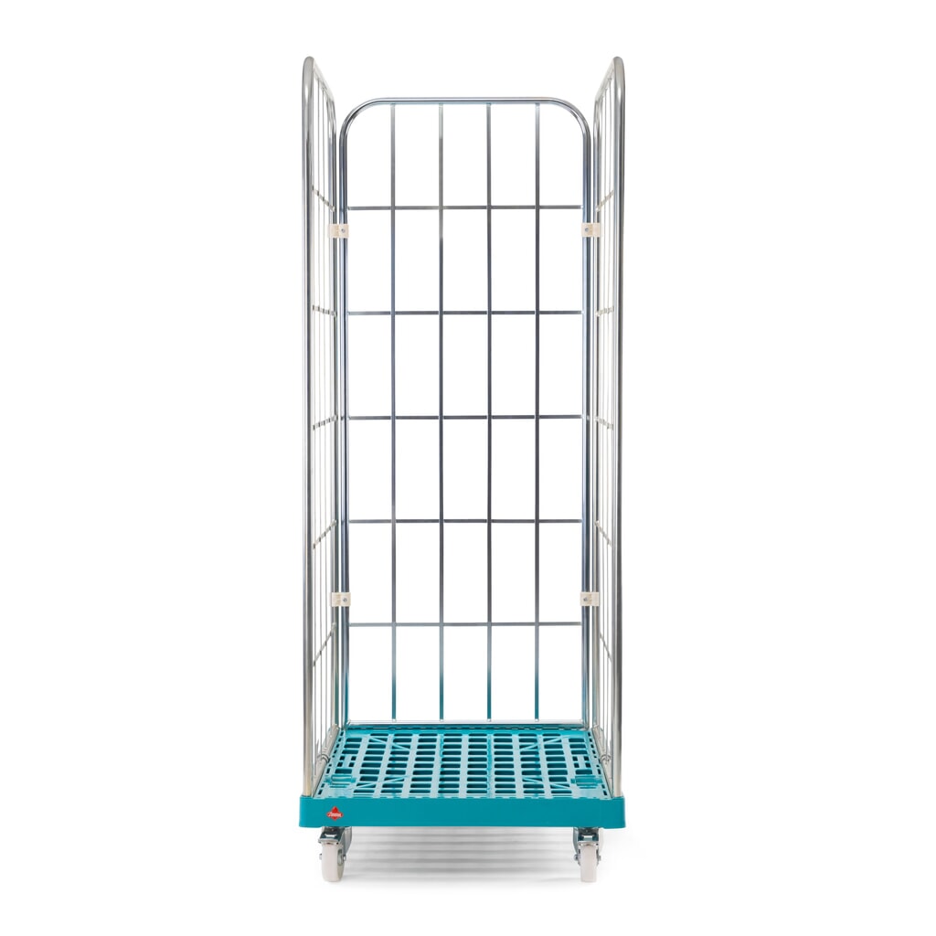 Produktabbildung Nr. 3: Ameise® Rollbehälter, 3-seitig, grobmaschig, galvanisch verzinkt, Kunststoff-Rollplatte, HxBxT 1.640 x 724 x 815 mm