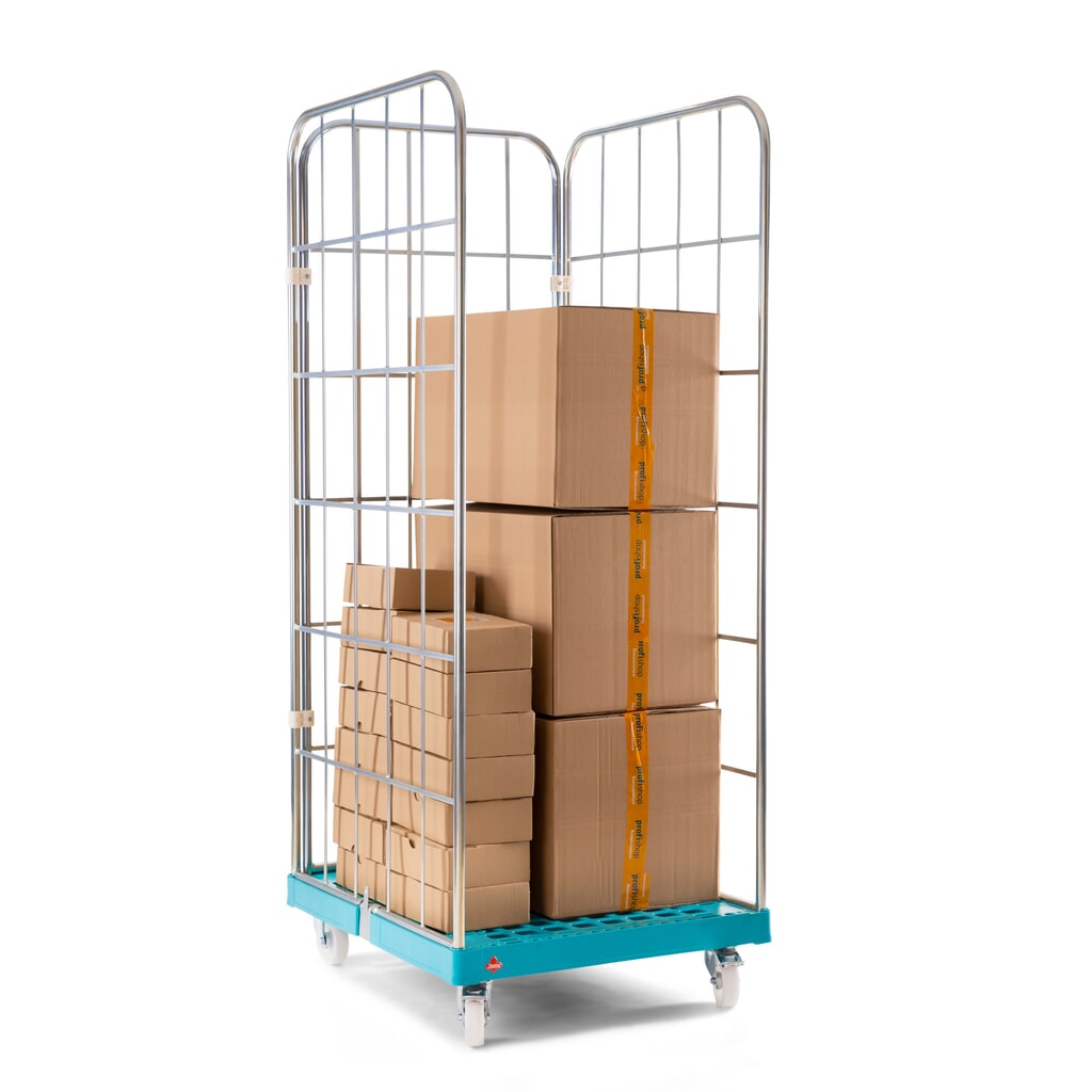 Ameise® Rollbehälter, 3-seitig, grobmaschig, galvanisch verzinkt, Kunststoff-Rollplatte, HxBxT 1.640 x 724 x 815 mm Produktabbildung Nr. 7: Ameise® Rollbehälter, 3-seitig, grobmaschig, galvanisch verzinkt, Kunststoff-Rollplatte, HxBxT 1.640 x 724 x 815 mm