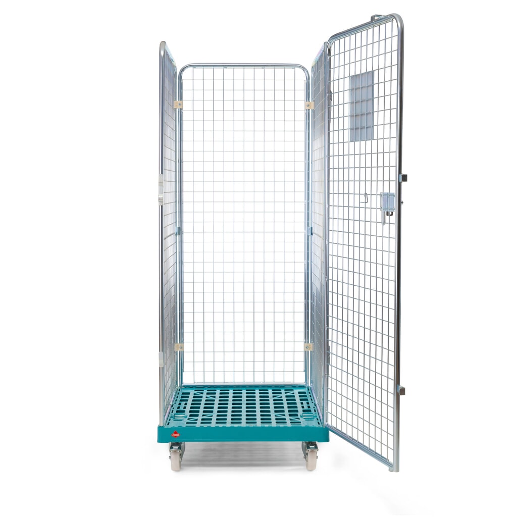 Ameise® Rollbehälter, 4-seitig, feinmaschig, galvanisch verzinkt, Kunststoff-Rollplatte, HxBxT 1.810 x 724 x 815 mm Produktabbildung Nr. 3: Ameise® Rollbehälter, 4-seitig, feinmaschig, galvanisch verzinkt, Kunststoff-Rollplatte, HxBxT 1.810 x 724 x 815 mm