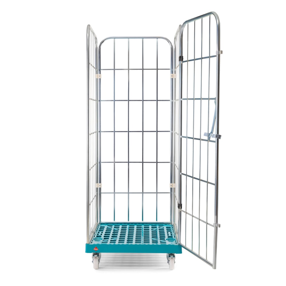 Produktabbildung Nr. 9: Ameise® Rollbehälter, 4-seitig, grobmaschig, galvanisch verzinkt, Kunststoff-Rollplatte, HxBxT 1.640 x 724 x 815 mm, mit einteiliger, schwenkbarer Vorderwand