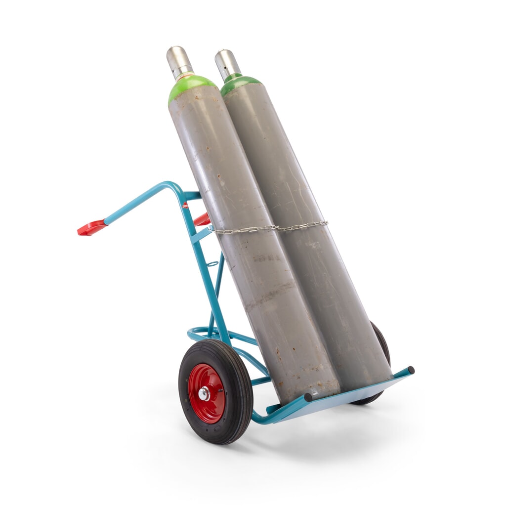 Ameise® Stahlflaschenkarre, für 2 Flaschen à 40-50 Liter, Stützrad, Luft-Bereifung Produktabbildung Nr. 4: Ameise® Stahlflaschenkarre, für 2 Flaschen à 40-50 Liter, Stützrad, Luft-Bereifung