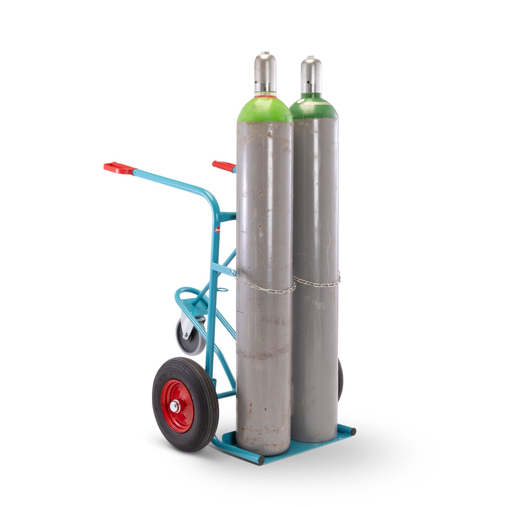 Ameise® Stahlflaschenkarre, für 2 Flaschen à 40-50 Liter, Stützrad, Luft-Bereifung Produktabbildung Nr. 5: Ameise® Stahlflaschenkarre, für 2 Flaschen à 40-50 Liter, Stützrad, Luft-Bereifung